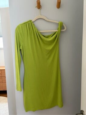 Lovers + Friends Daphne One-Shoulder Lime Green Mini Dress